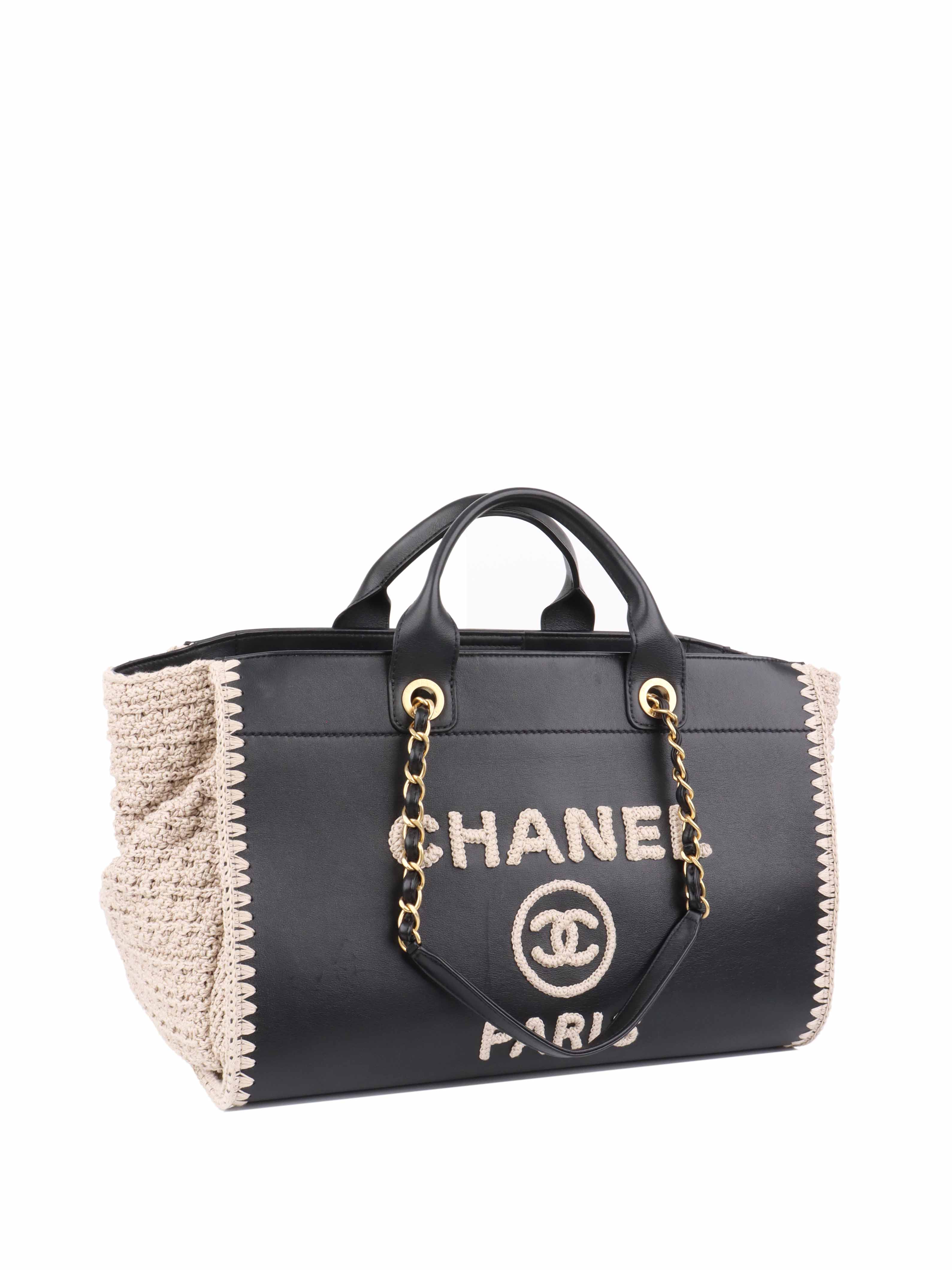 CHNL -  Black & Raffia Deauville Tote.