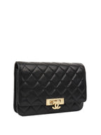 CHNL -  Black Buckled Lambskin Wallet on Chain.