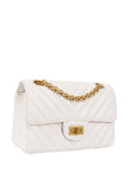 CHNL -  Small White Chevron 2.55 Bag.