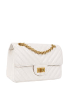 CHNL -  Small White Chevron 2.55 Bag.