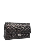 CHNL -  Black Limited Edition Striped Medium 2.55 Bag.