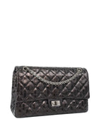 CHNL -  Black Limited Edition Striped Medium 2.55 Bag.