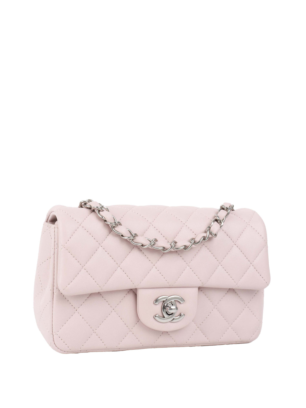 CHNL -  Light Pink Mini Rectangular Classic Flap SHW.