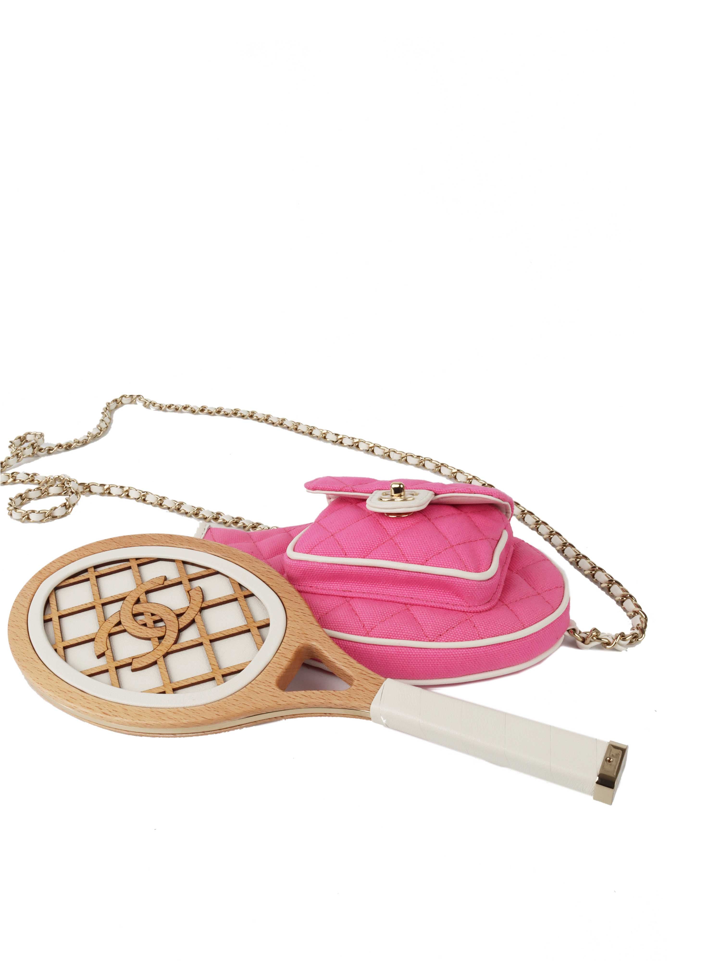 CHNL -  23C Pink Quilted Tennis Racquet Mirror Collectors Piece *