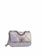 CHNL -  22P Iridescent Light Purple Calfskin Quilted Small 19 Bag.