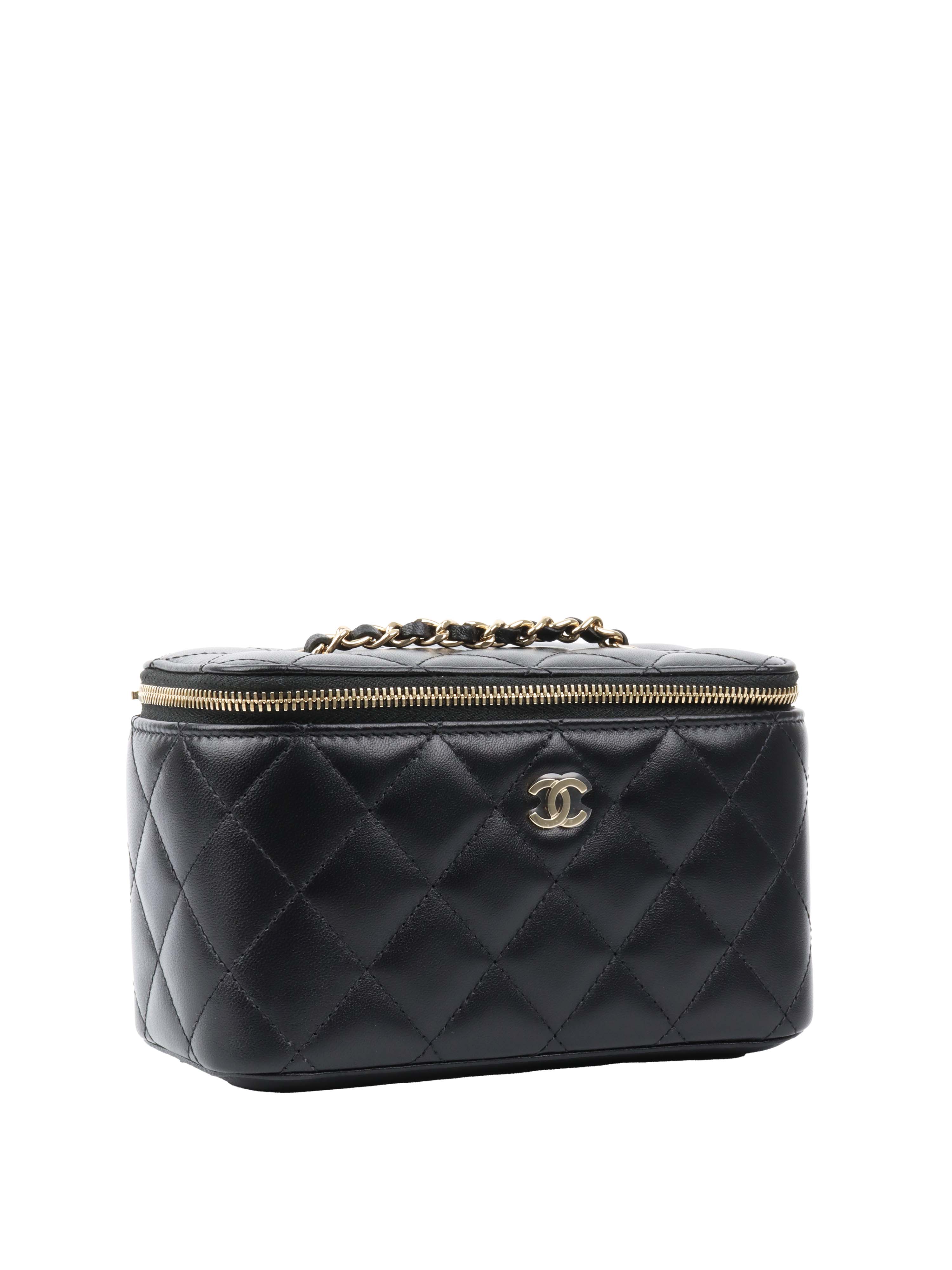 CHNL -  Black Lambskin Vanity Bag.