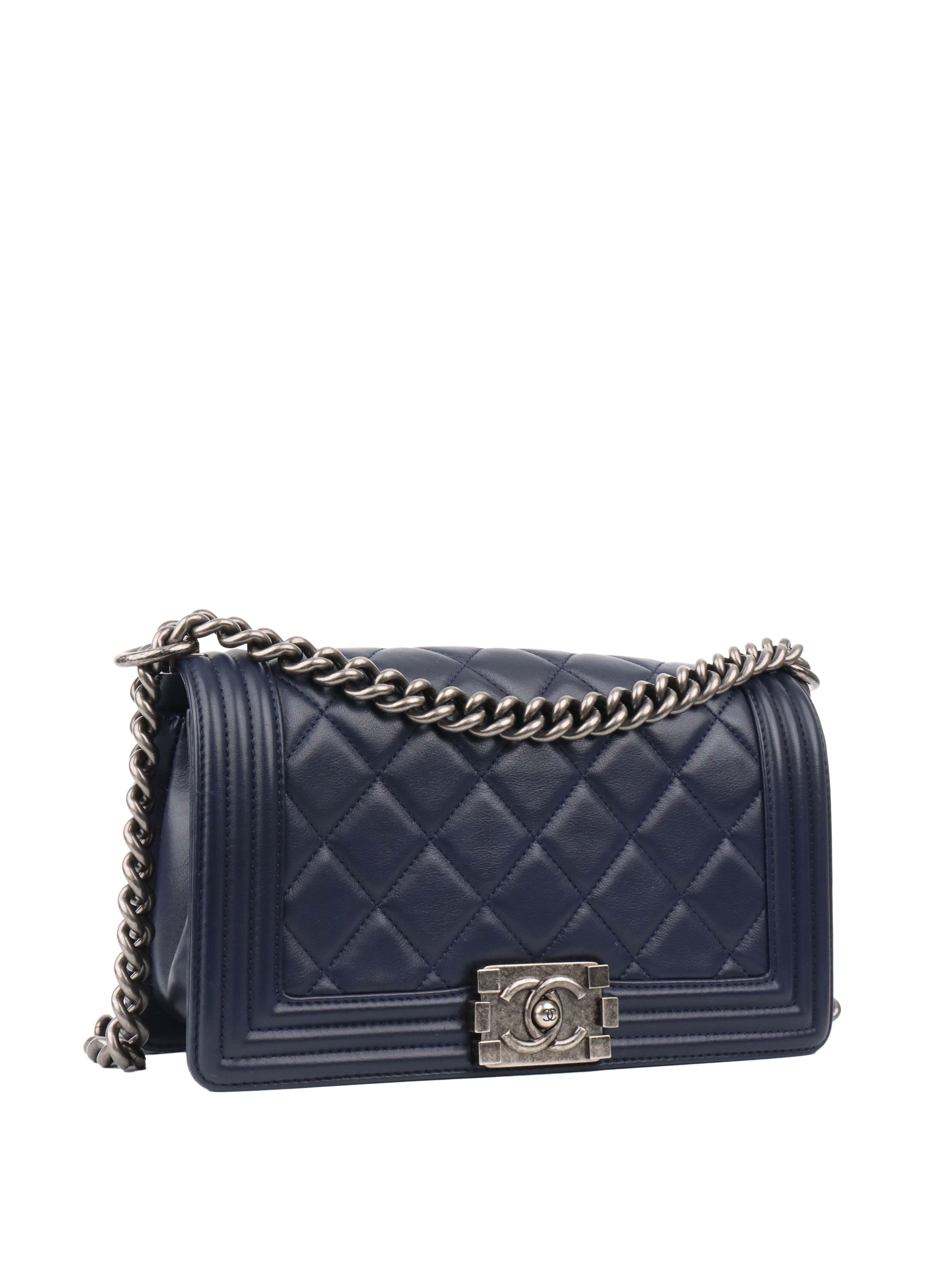 CHNL -  Medium Navy Boy Bag.