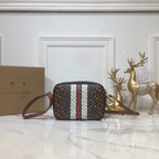 B-Berry - BB  Monogram Stripe E-Canvas Camera Bag Bridle Brown For Women, Bags 19.5LO/7.7LO