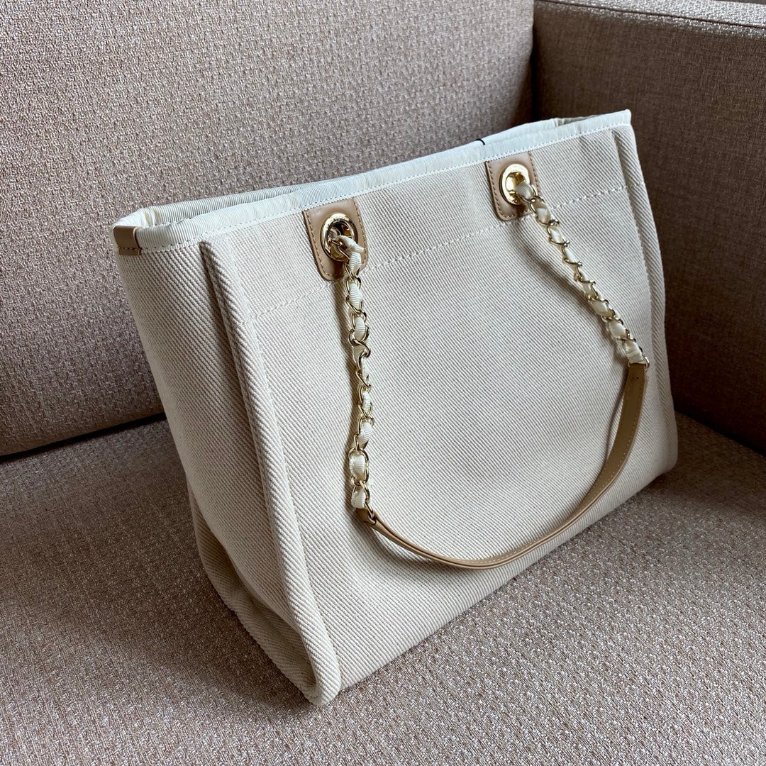 CHL -  Deauville Tote Tweed Bag SuMM - er Collection White For Women 15.7in/40LO