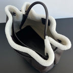 BV Andiamo Large Brown White Fur Leather