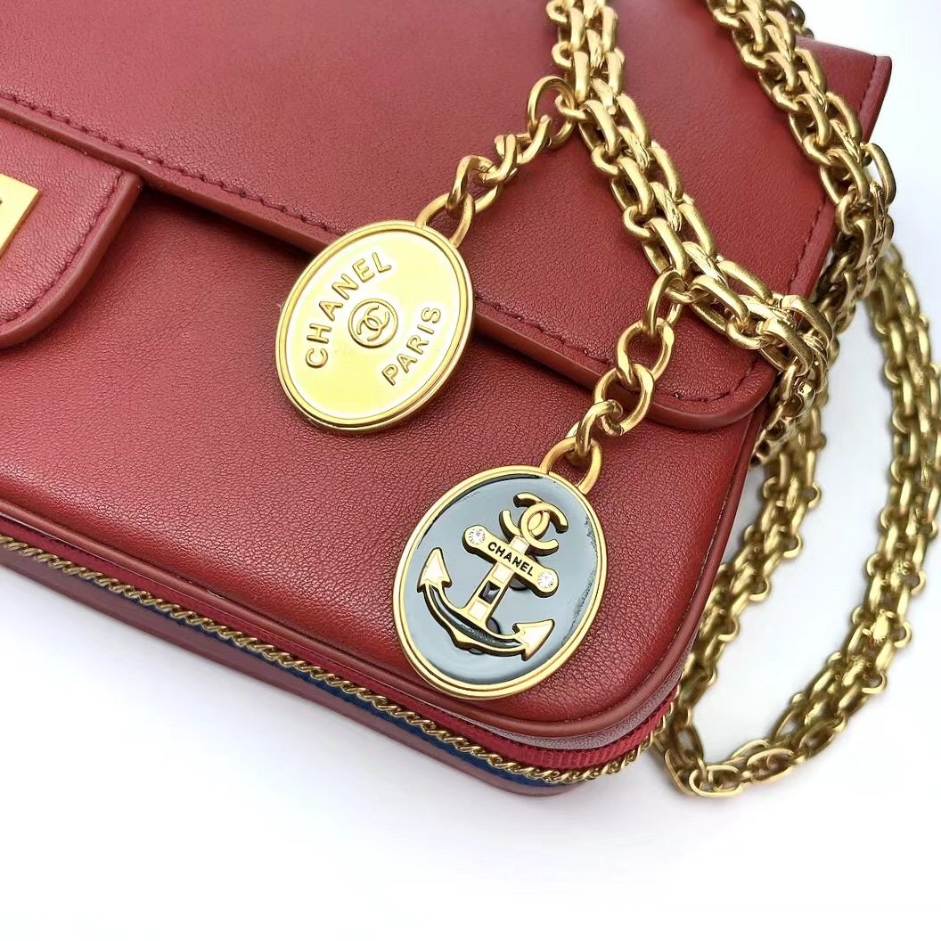 CHL - Maroon Medallion Nude Reissue 2.55 Classic 225 Flap Red Bag For Women 24LO/9.4in
