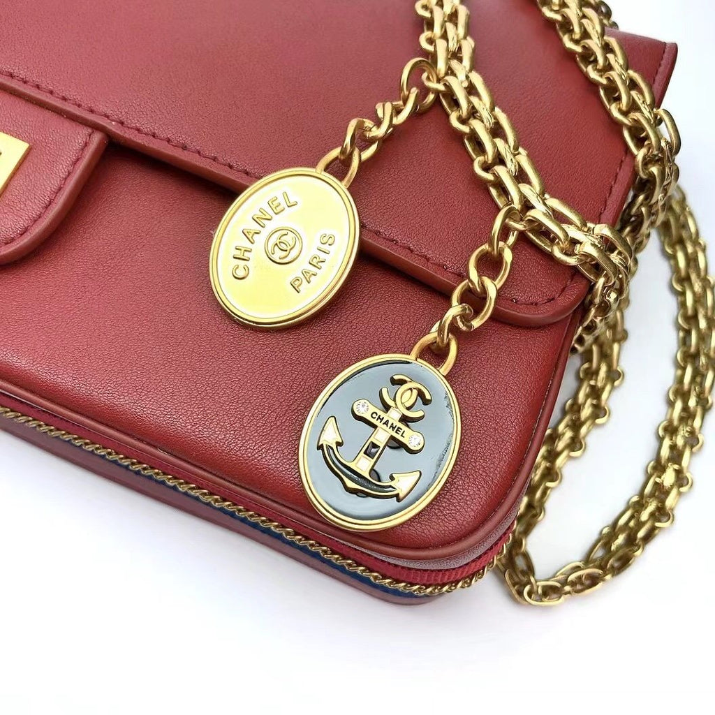 CHL - Maroon Medallion Nude Reissue 2.55 Classic 225 Flap Red Bag For Women 24LO/9.4in
