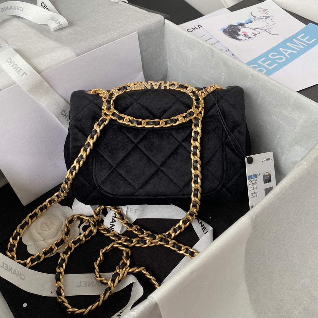 CHL -  Flap Bag Gold Hardware Black For Women Handbags, Shoulder Bags 9.4in/24LO AS3451