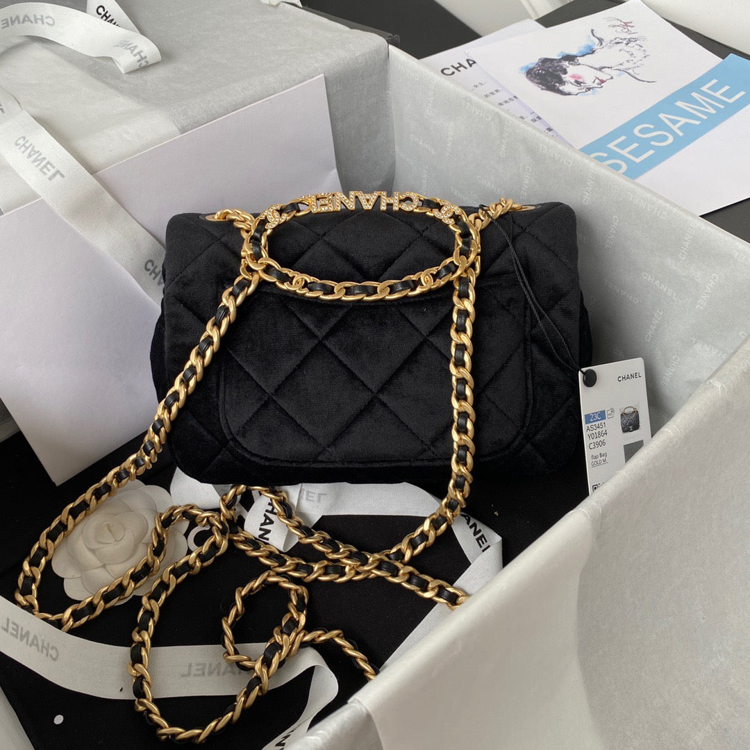 CHL -  Flap Bag Gold Hardware Black For Women Handbags, Shoulder Bags 9.4in/24LO AS3451