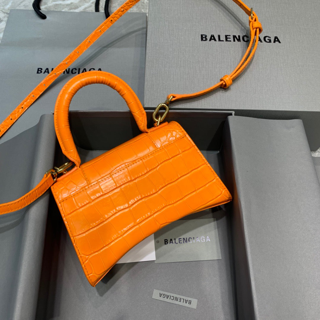 BLN-Ciaga Hourglass XS Handbag In Orange, For Women,  Bags 7.4in/19LO