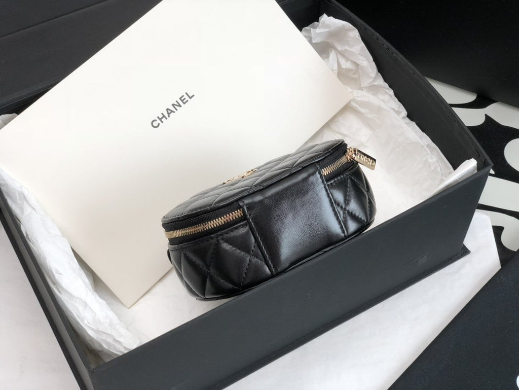 CHL - Vanity Case Shiny Gold Black Bag For Women 9.5LO/3.7in