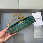 BLN-Ciaga Hourglass Wallet On Chain in Dark Green, For Women,  Bags 7.6in/19LO 6560501LRGM3011