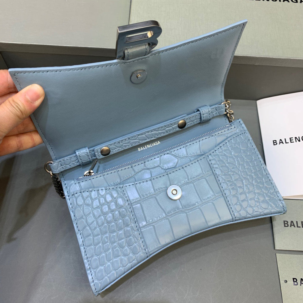 BLN-Ciaga Hourglass Wallet On Chain in Blue, For Women,  Bags 7.6in/19LO