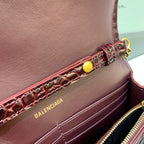 BLN-Ciaga Hourglass Wallet On Chain in Dark Red, For Women,  Bags 7.6in/19LO