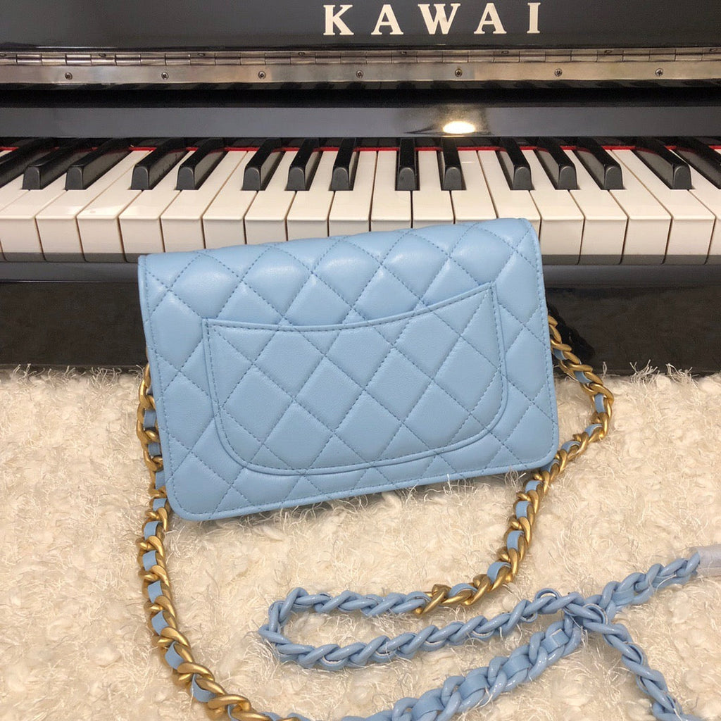 CHL - Original Small Classic Flap Bag Gold Hardware Blue For Women Handbags, Shoulder Bags 7.5in/19LO AP33814