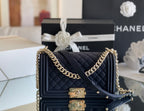 CHL - Medium Boy Handbag Dark Blue For Women 9.8in/25LO A67086