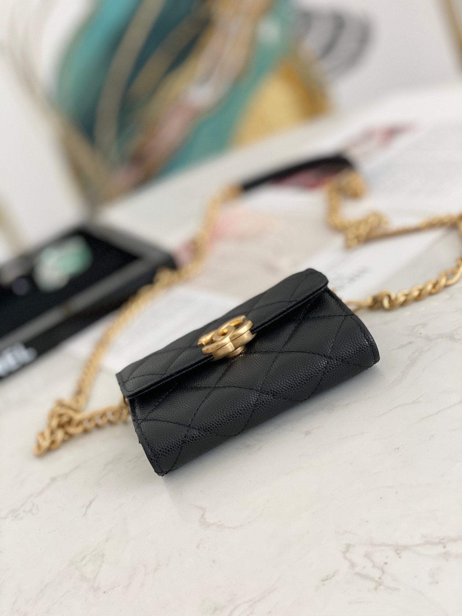 CHL - Mini Flap Bag Gold Toned Hardware Black For Women 4.7in/12LO