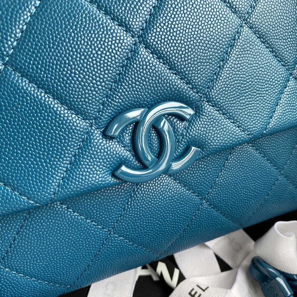 CHL - Flap Bag Red Hardware Grained Blue For Women Handbags, Shoulder Bags 9.4in/24LO AS2303