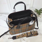 B-Berry - BB  House Check Derby Medium Banner Purse Tote Black For Women, Women’s Bags 14in/35LO
