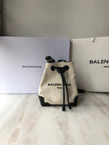 BLN-Ciaga Navy Cabas Linen Crossbody Bag In White, For Women,  Bags 9.8in/25LO