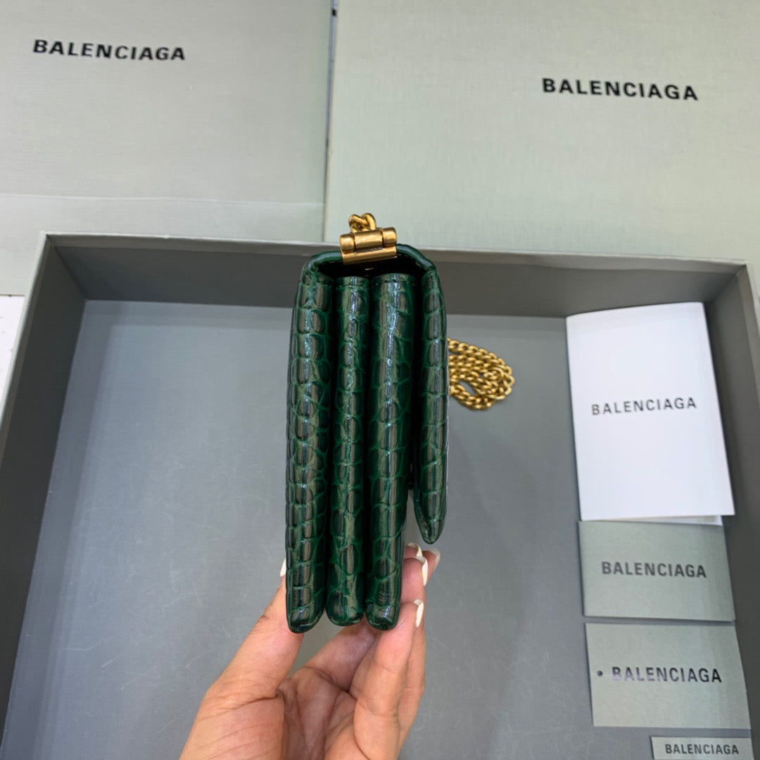 BLN-Ciaga Triplet Small Bag Crocodile Embossed Green, For Women,  Bags 8.3in/21LO