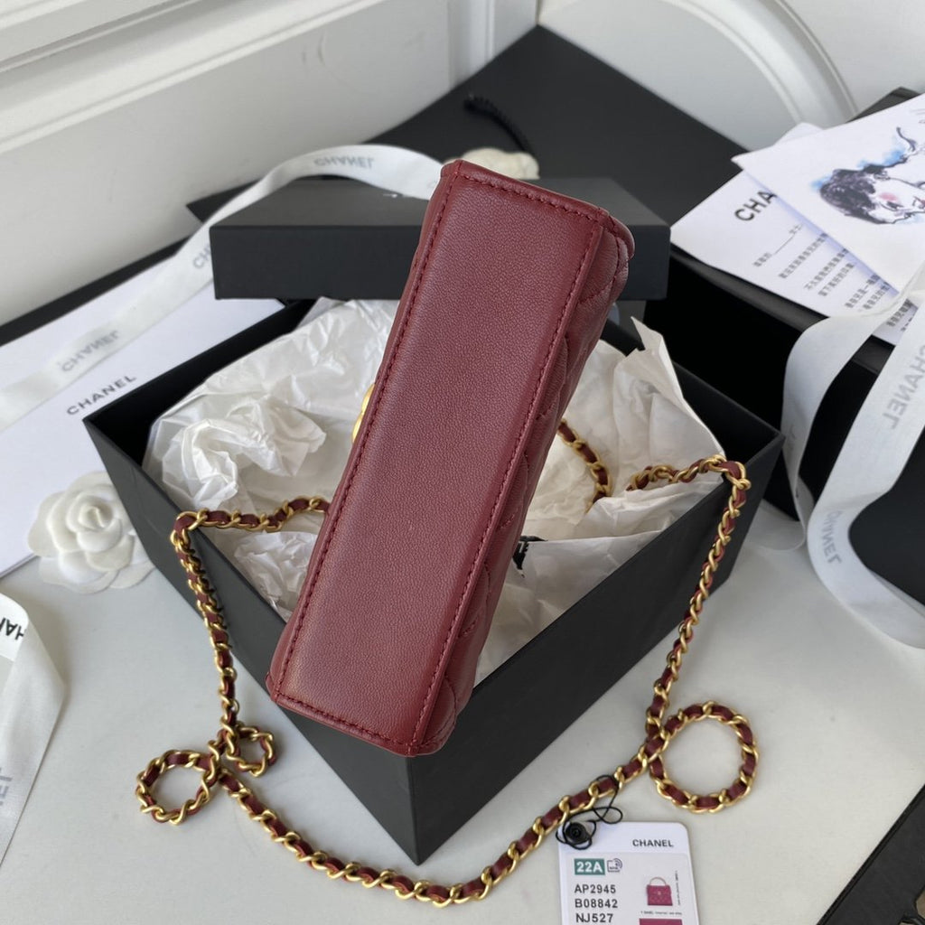 CHL -  Clutch With Chain Gold Hardware Red For Women Handbags, Shoulder Bags 5.7in/14.5LO