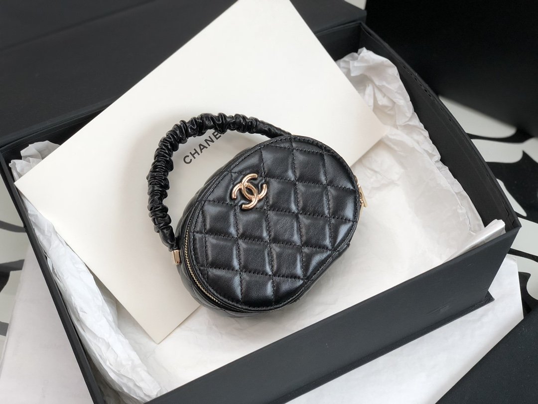 CHL - Vanity Case Shiny Gold Black Bag For Women 9.5LO/3.7in