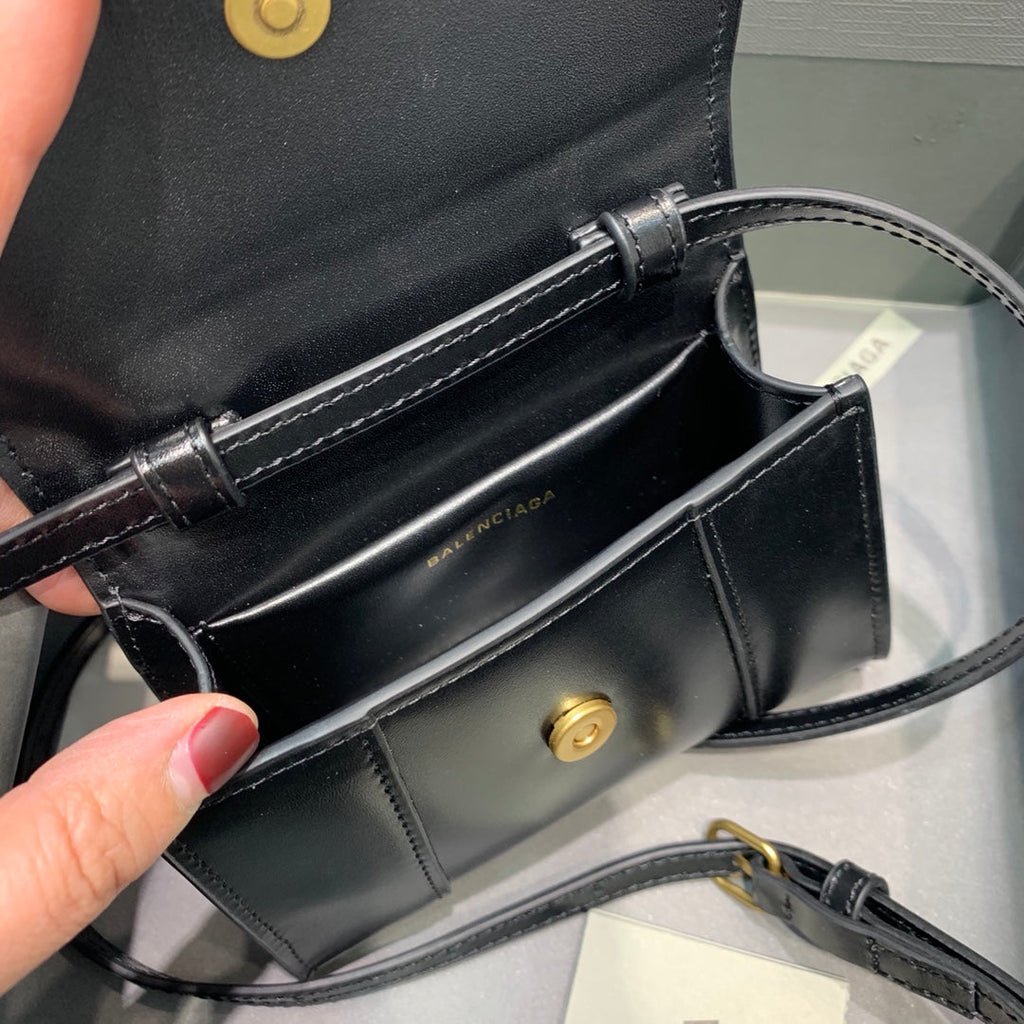 BLN-Ciaga Hourglass Mini Handbag In Black, For Women,  Bags 4.7in/12LO