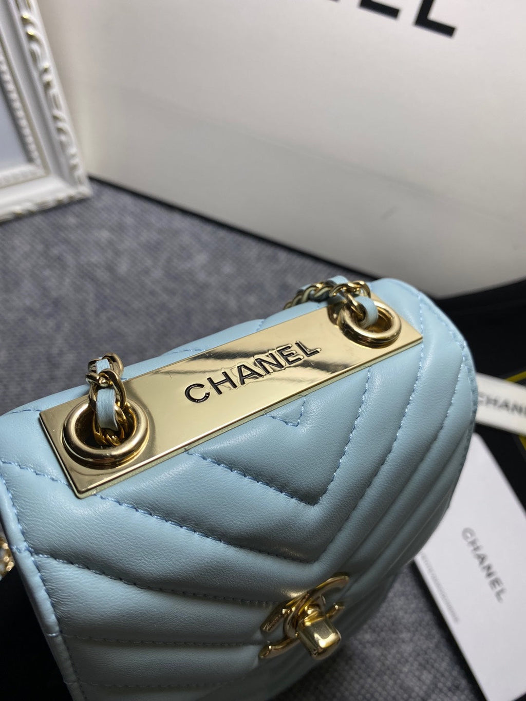CHL -  Chevron Trendy CHL -  Phone Light Blue Bag For Women 18LO/7in