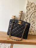 CHL -  Black Medium Quilted Caviar Tote Bag For Women 28LO/11in