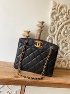 CHL -  Black Medium Quilted Caviar Tote Bag For Women 28LO/11in