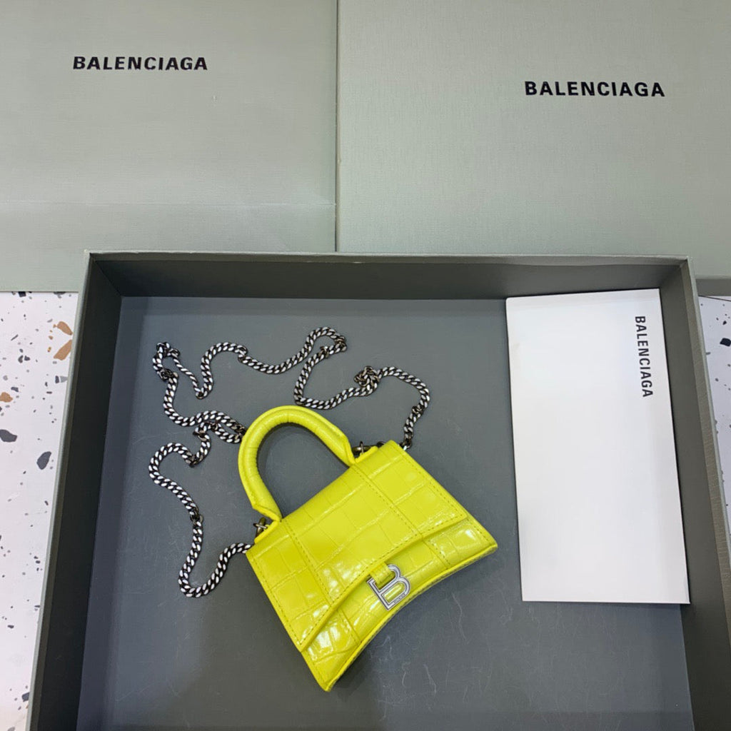 BLN-Ciaga Hourglass Mini Handbag With Chain In Yellow, For Women,  Bags 4.7in/12LO
