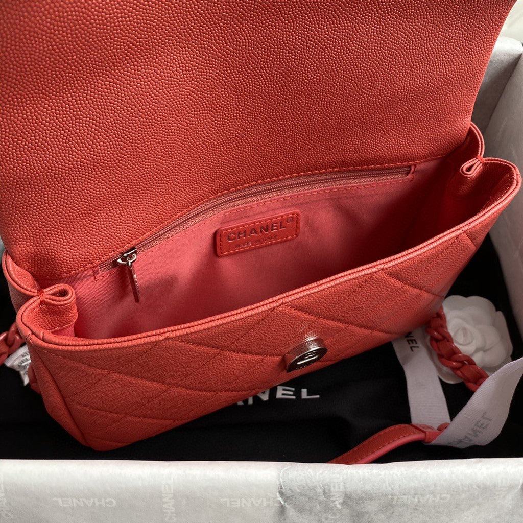 CHL - Flap Bag Red Hardware Grained Red For Women Handbags, Shoulder Bags 9.4in/24LO AS2303