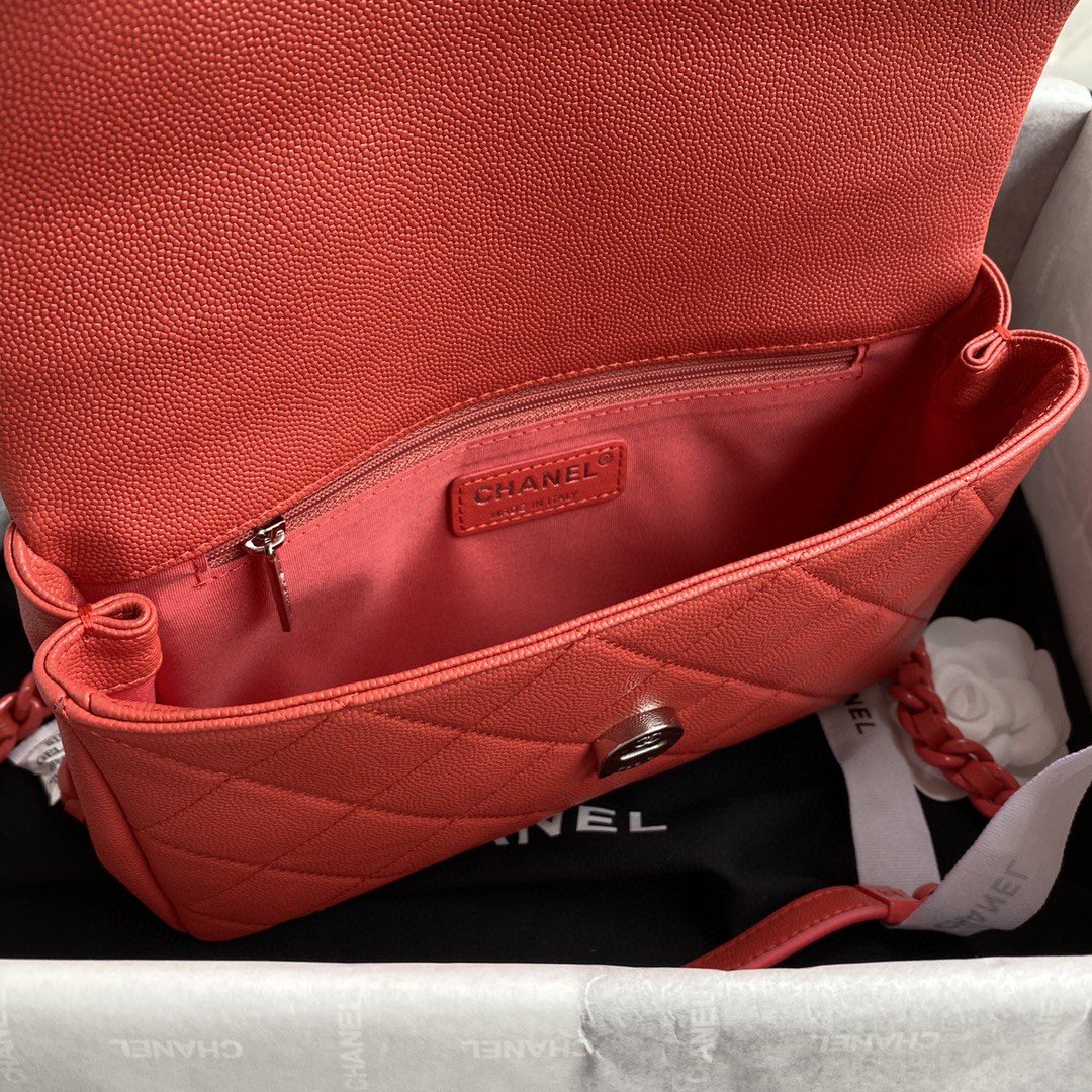 CHL - Flap Bag Red Hardware Grained Red For Women Handbags, Shoulder Bags 9.4in/24LO AS2303