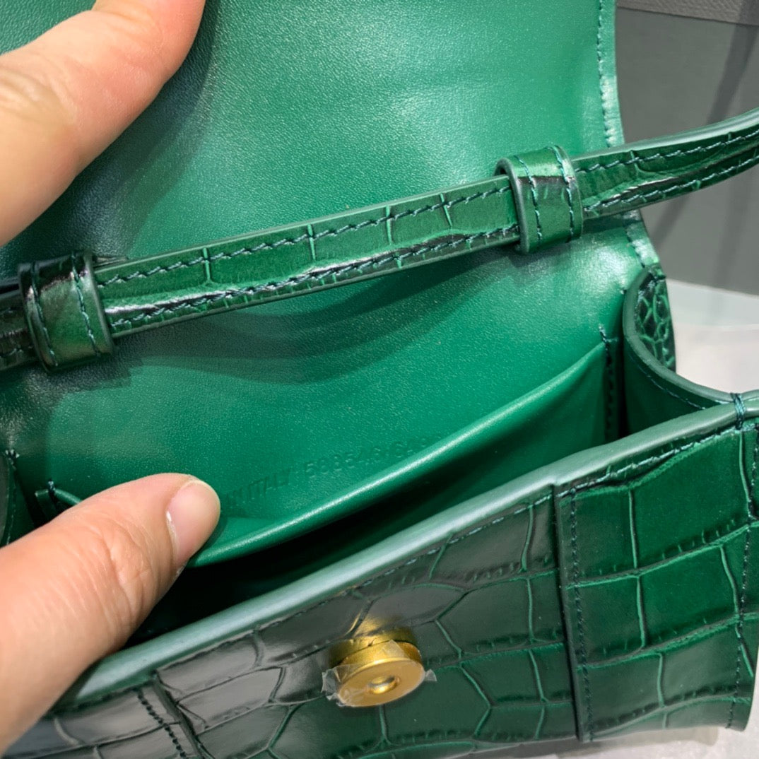 BLN-Ciaga Hourglass Mini Handbag In Green, For Women,  Bags 4.7in/12LO