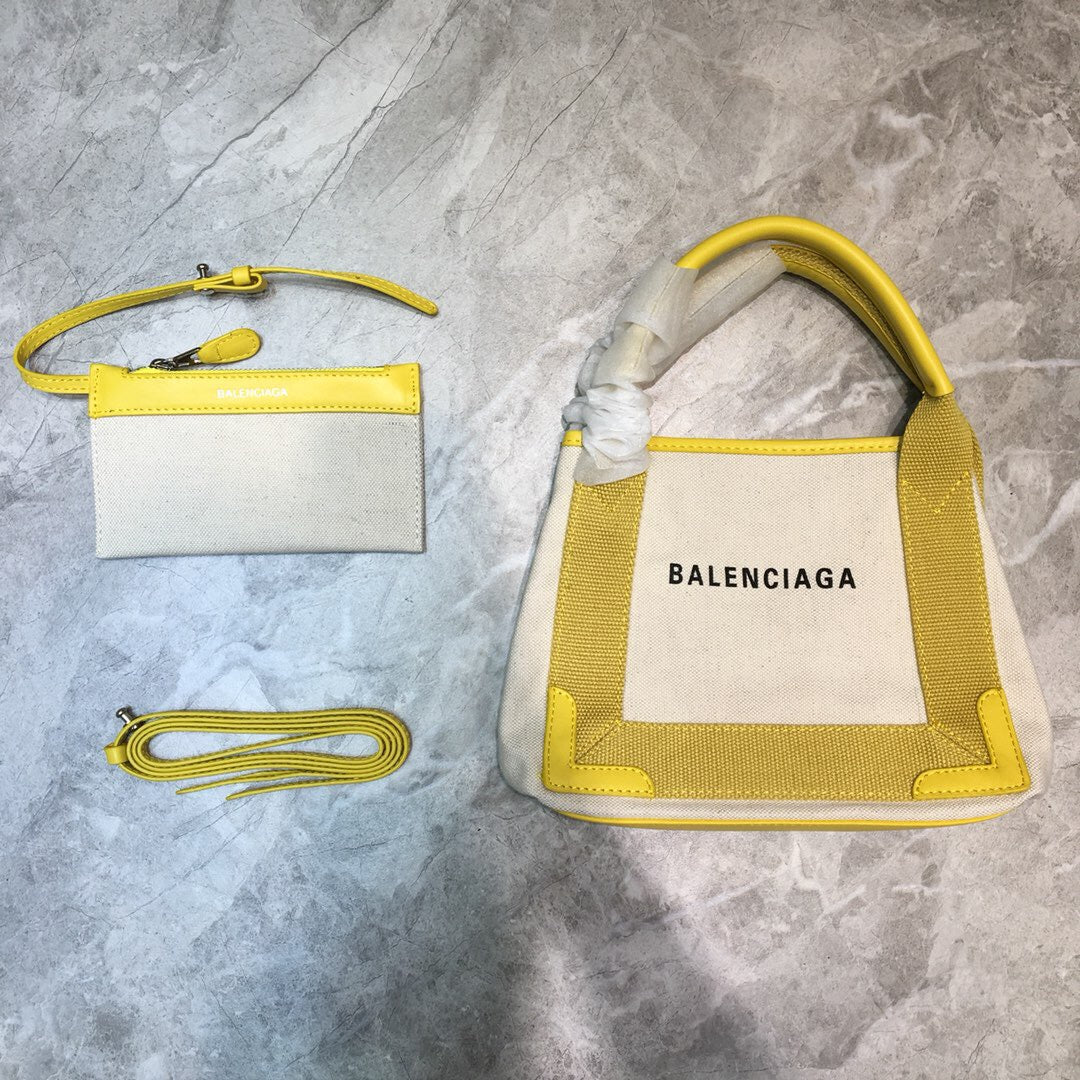 BLN-Ciaga Navy XS Tote Bag In Yellow, For Women,  Bags 12.6in/32LO