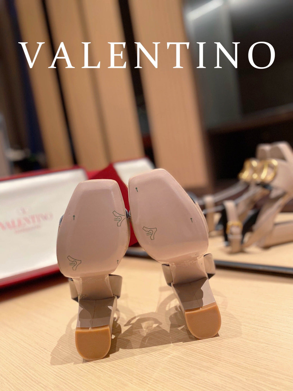 VAL -  Garavani Strap Heeled Sandals With V Logo Signature Embellishment Beige For Women