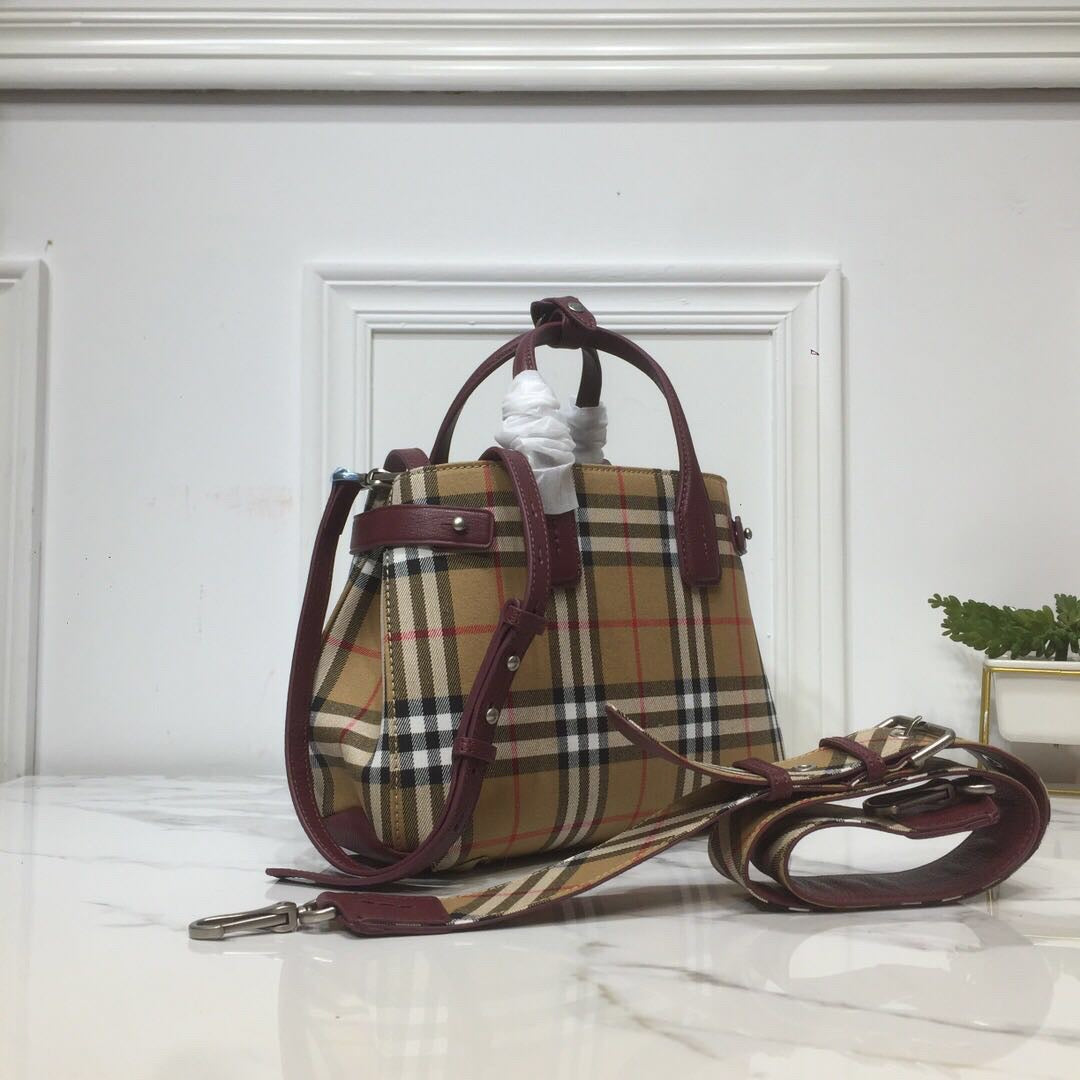 B-Berry - BB  Small Banner  Check And Tote Purple For Women, Women’s Bags 10.5in/26LO