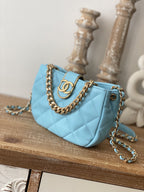 CHL - Small Hobo Bag Gold Hardware Blue For Women Handbags, Shoulder Bags 7.5in/19LO