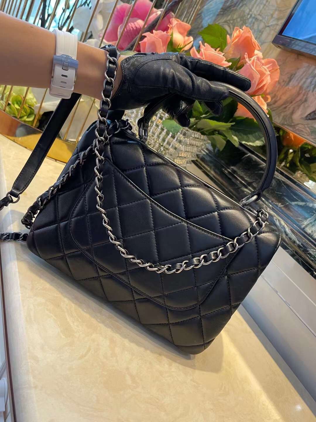 CHL -  Classic Flap Bag Medal Hardware Black For Women 9.8in/25LO