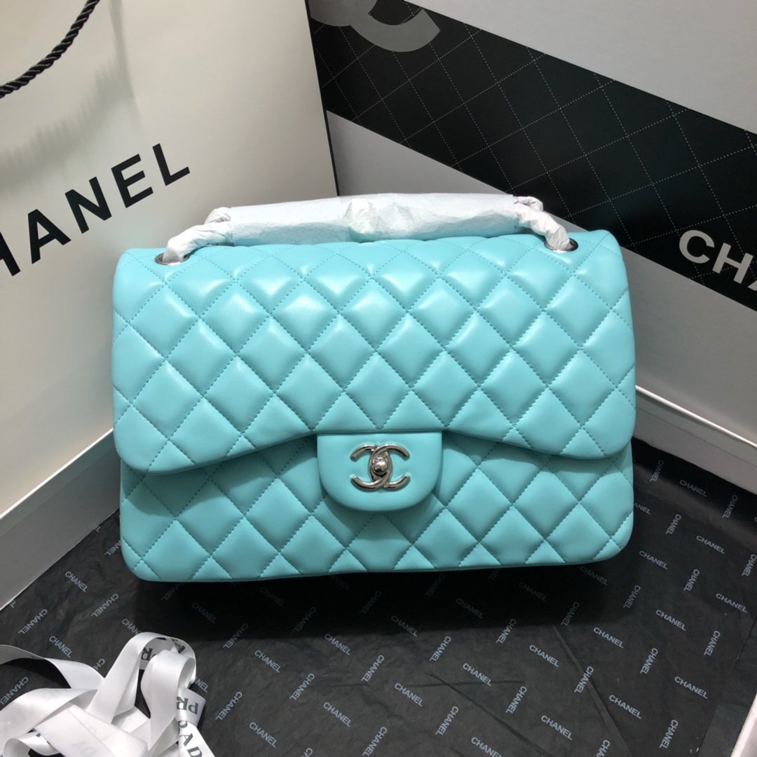 CHL - Large Classic Handbag SilLusso Official - Hardware Blue For Women Handbags, Shoulder Bags 11.8in/30LO