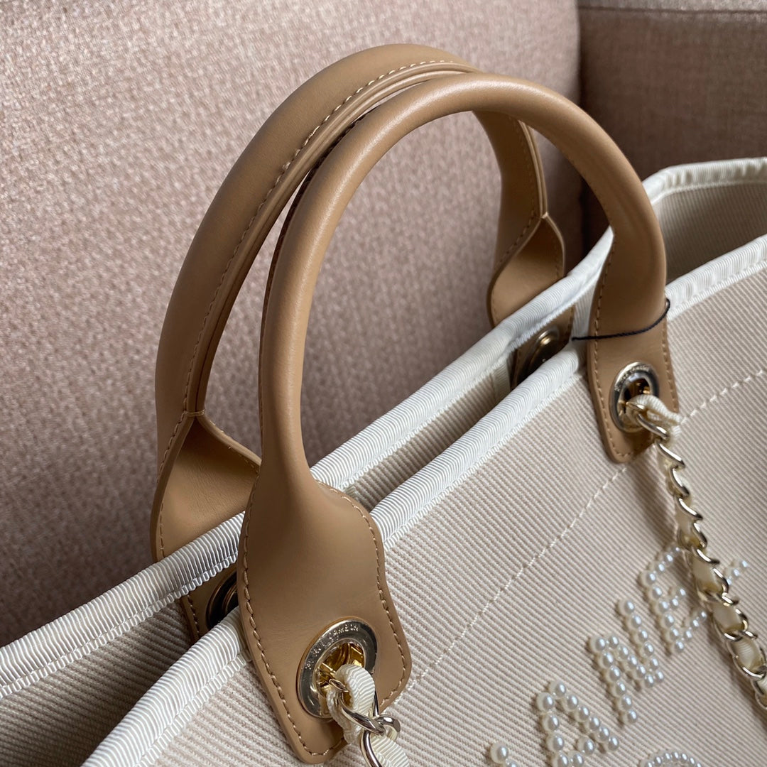 CHL -  Deauville Tote Tweed Bag SuMM - er Collection White For Women 15.7in/40LO
