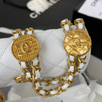 CHL -  Clutch With Chain Gold Hardware Grained Shinny White For Women Handbags, Shoulder Bags 4.7in/12LO AP2857