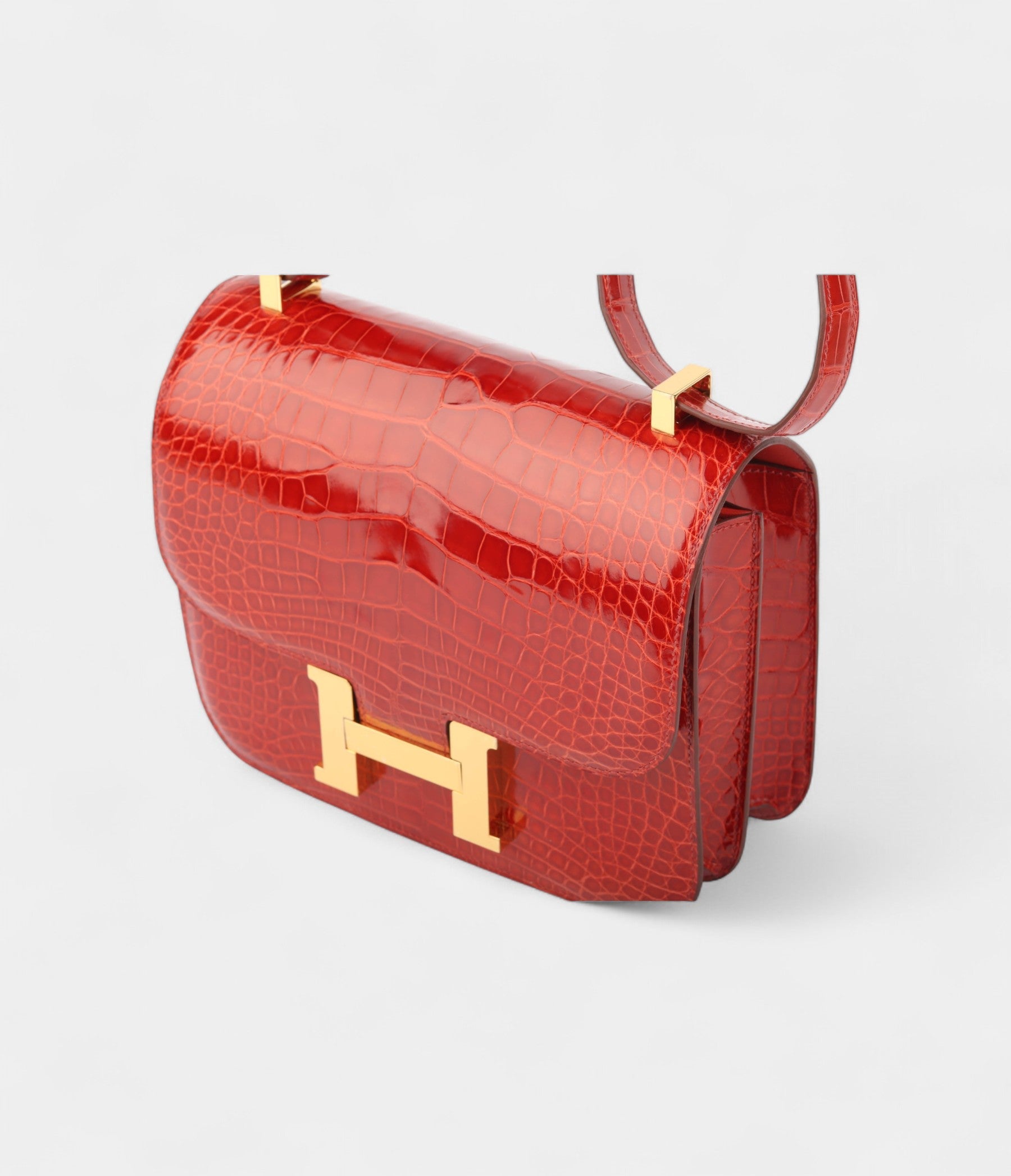 Hermes Constance Sanguin 24 cm Niloticus Shiny Crocodile with Gold HDW