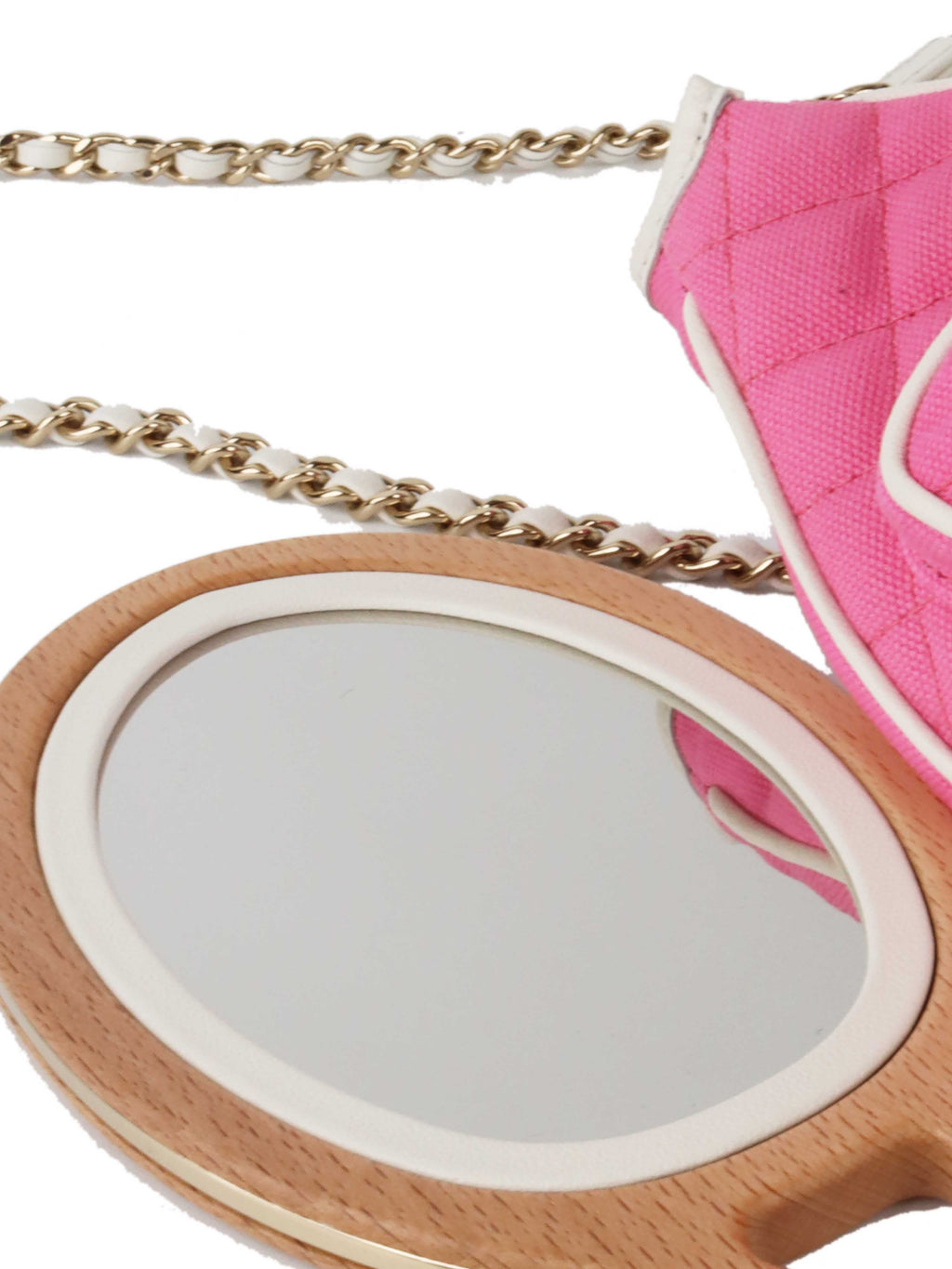 CHNL -  23C Pink Quilted Tennis Racquet Mirror Collectors Piece *